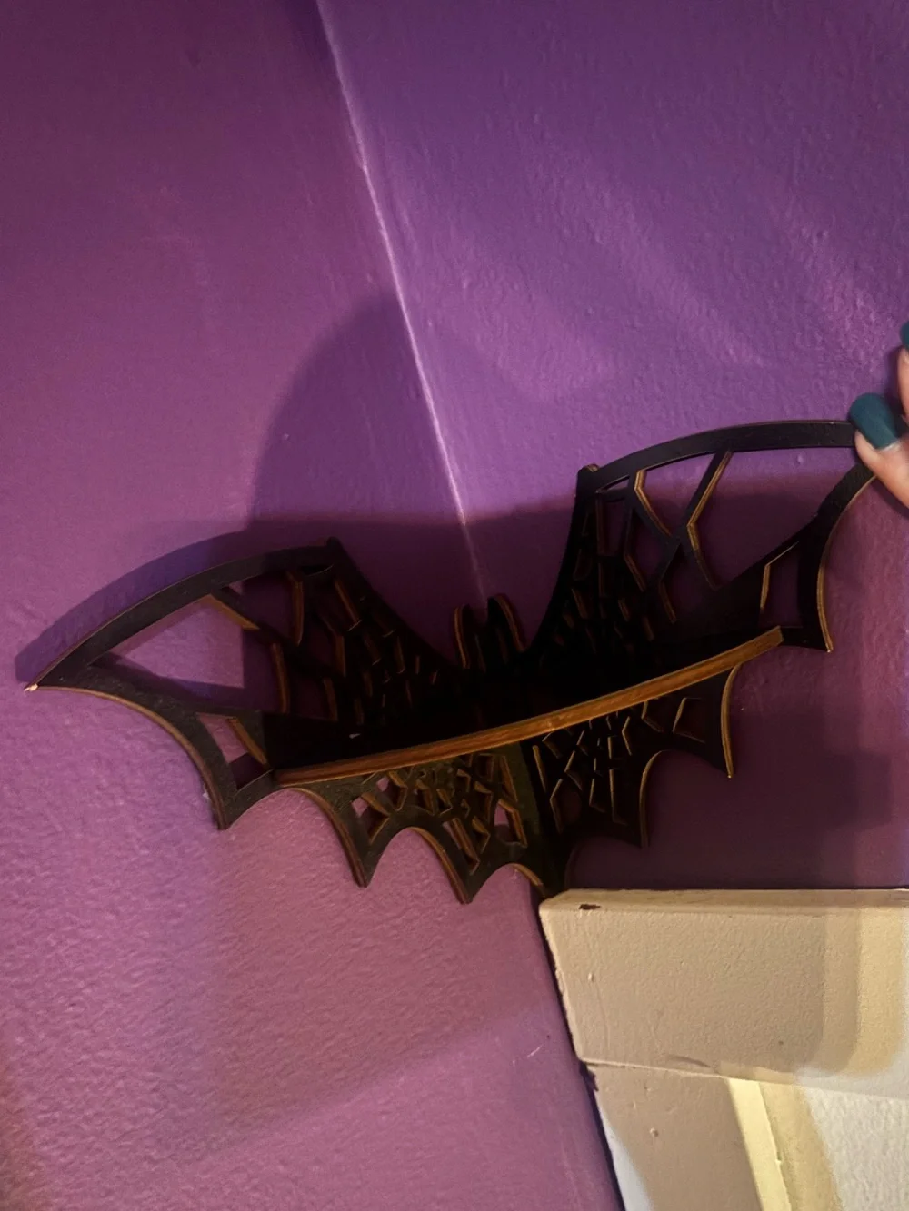 Small Bat-Shaped Decorative Wall Shelf in Black